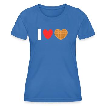 Ich liebe Waffelherz-Waffel-Frühstück - Frauen Funktions-T-Shirt - Königsblau - Vorne - AI Model Female 172 light (172cm)