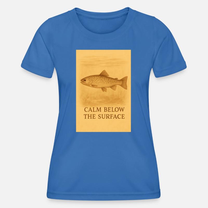 Calm Below the Surface Trout Print - Women's Functional T-Shirt - royal blue