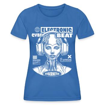 Chemise techno futuriste : EDM Princess Style - T-shirt sport Femme - bleu roi - Devant - AI Model Female 172 light (172cm)