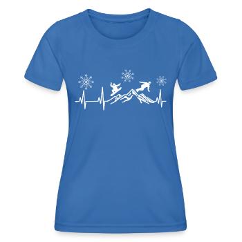 Herzschlag Snowboard Schneeflocken - Winterurlaub - Frauen Funktions-T-Shirt - Königsblau - Vorne - AI Model Female 172 light (172cm)