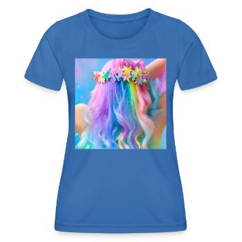 REGENBOGENFARBEN - BUNTES HAAR - Frauen Funktions-T-Shirt - Königsblau - Vorne - AI Model Female 172 light (172cm)