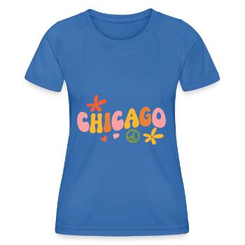 Chicago 70er Jahre Hippie - Frauen Funktions-T-Shirt - Königsblau - Vorne - AI Model Female 172 light (172cm)