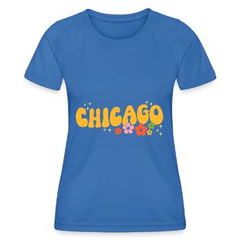 Chicago 70er Jahre Hippie - Frauen Funktions-T-Shirt - Königsblau - Vorne - AI Model Female 172 light (172cm)