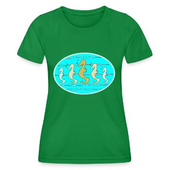 Sea horse - Women's Functional T-Shirt - kelly green - Front - AI Model Female 172 dark (172cm)
