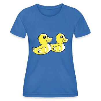 2 Enten schwimmen Wasser Paar zwei Freunde Team - Frauen Funktions-T-Shirt - Königsblau - Vorne - AI Model Female 172 light (172cm)