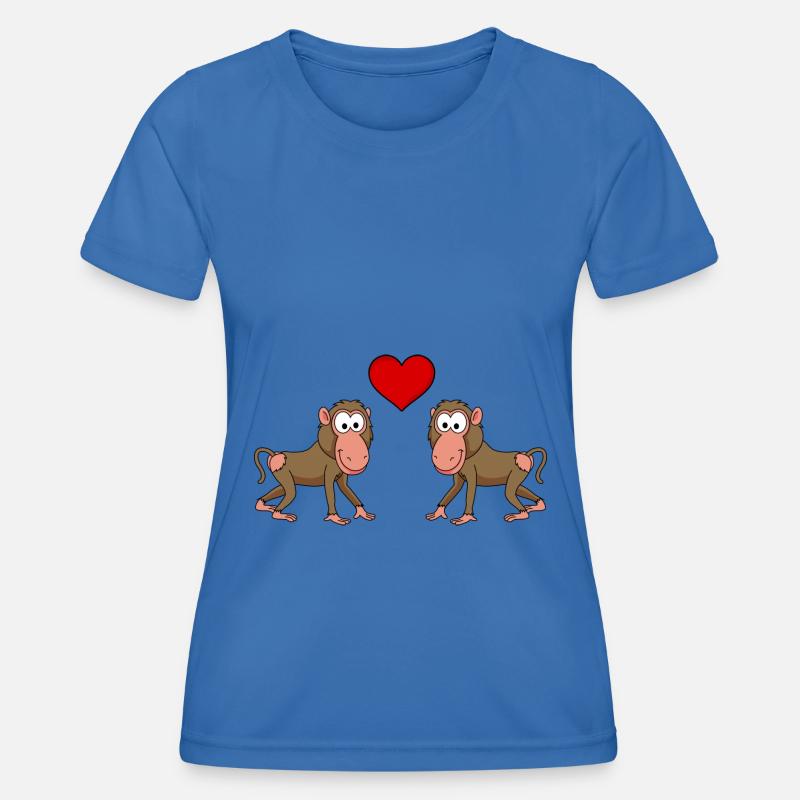 Monkey monkey comic couple love - Women's Functional T-Shirt - royal blue