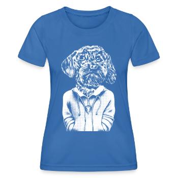 Ein junger Malteser Hund mit Dackelblick im Hoodie - Frauen Funktions-T-Shirt - Königsblau - Vorne - AI Model Female 172 light (172cm)