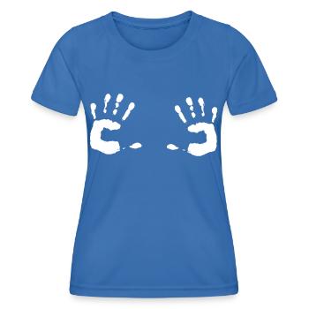Mains libres - ou non - T-shirt sport Femme - bleu roi - Devant - AI Model Female 172 light (172cm)