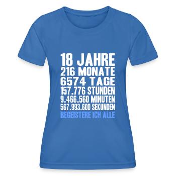 18th 18. Geburtstag Volljährig Geschenk lustig 18 - Frauen Funktions-T-Shirt - Königsblau - Vorne - AI Model Female 172 light (172cm)