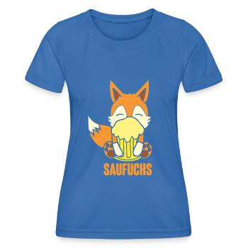 Fuchs Saufuchs Biertrinker Saufen Bier - Frauen Funktions-T-Shirt - Königsblau - Vorne - AI Model Female 172 light (172cm)