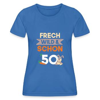 Geschenk 50 Jahre Geburtstag Hase Kaninchen - Frauen Funktions-T-Shirt - Königsblau - Vorne - AI Model Female 172 light (172cm)