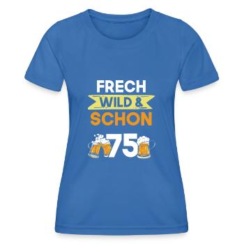 Geschenk 75 Jahre Geburtstag Bier Biertrinker - Frauen Funktions-T-Shirt - Königsblau - Vorne - AI Model Female 172 light (172cm)
