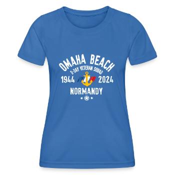 Omaha beach France D Day veteran squad 1944 2024 - T-shirt sport Femme - bleu roi - Devant - AI Model Female 172 light (172cm)