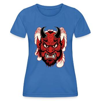 Hundedämon Tengu Shinto Gott Noh Theatermasken - Frauen Funktions-T-Shirt - Königsblau - Vorne - AI Model Female 172 light (172cm)