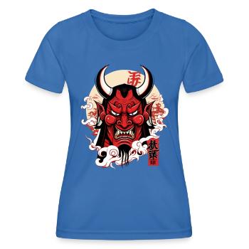 Traditional Demon Hannya Noh Theatrical Masks - Women's Functional T-Shirt - royal blue - Front - AI Model Female 172 light (172cm)
