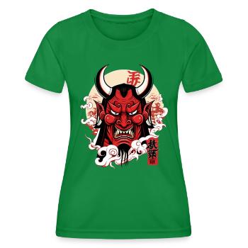 Traditionelle Dämon Hannya Noh Theatermasken - Frauen Funktions-T-Shirt - Kelly Green - Vorne - AI Model Female 172 dark (172cm)
