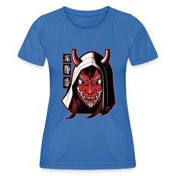 Yokai Demon Masks Okame Otafuku Women's Face - Women's Functional T-Shirt - royal blue - Front - AI Model Female 172 light (172cm)