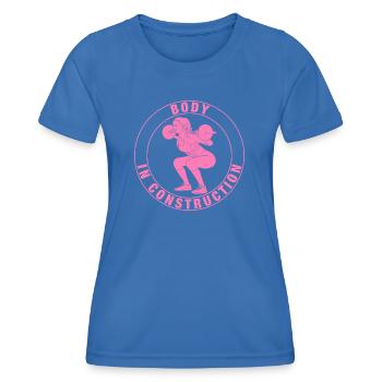 Fitness Sportlerin, Kniebeugen, Rosa - Frauen Funktions-T-Shirt - Königsblau - Vorne - AI Model Female 172 light (172cm)