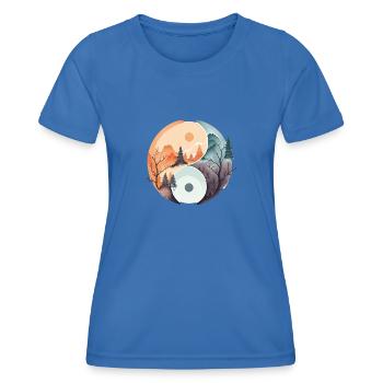 Ying Yang - Mountains / Beach - Women's Functional T-Shirt - royal blue - Front - AI Model Female 172 light (172cm)