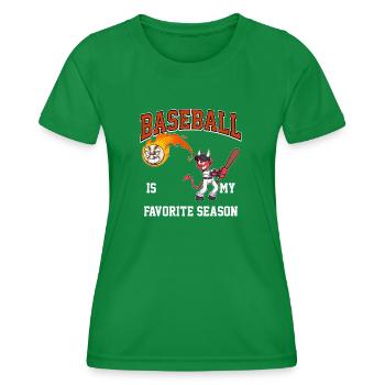 Baseball Is My Favorite Season Cartoon - Women's Functional T-Shirt - kelly green - Front - AI Model Female 172 dark (172cm)