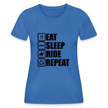 Manger, dormir, monter à cheval,équitation,cheval - T-shirt sport Femme - bleu roi - Devant - AI Model Female 172 light (172cm)