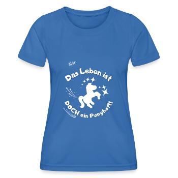 Ponyhof mit weißer Schrift - Frauen Funktions-T-Shirt - Königsblau - Vorne - AI Model Female 172 light (172cm)