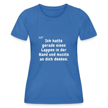 Ich hatte gerade einen Lappen in der Hand. - Frauen Funktions-T-Shirt - Königsblau - Vorne - AI Model Female 172 light (172cm)
