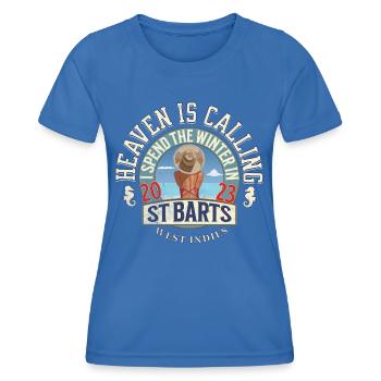 I spend the winter in St Barts - T-shirt sport Femme - bleu roi - Devant - AI Model Female 172 light (172cm)