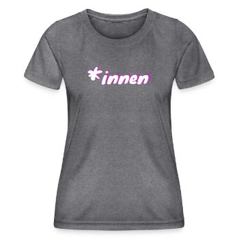 Gendersternchen | *innen - Frauen Funktions-T-Shirt - dunkle Melange  - Vorne - AI Model Female 172 light (172cm)