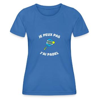 t shirt je peux pas j'ai padel humour j'peux pas - T-shirt sport Femme - bleu roi - Devant - AI Model Female 172 light (172cm)