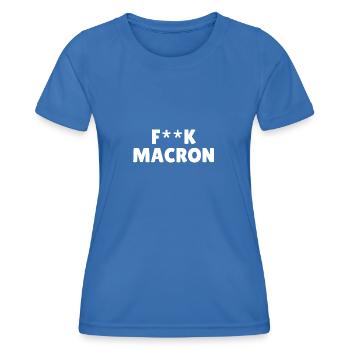 F**K Macron - T-shirt sport Femme - bleu roi - Devant - AI Model Female 172 light (172cm)