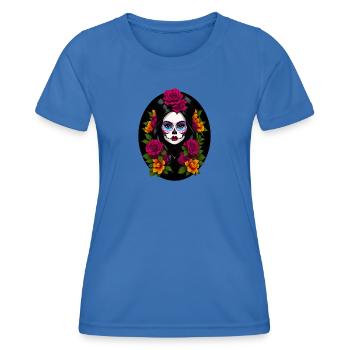 Jour des morts - Femme aux fleurs - T-shirt sport Femme - bleu roi - Devant - AI Model Female 172 light (172cm)