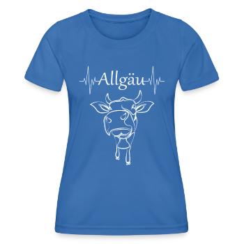 Herzschlag Allgäu mit Kuh - Frauen Funktions-T-Shirt - Königsblau - Vorne - AI Model Female 172 light (172cm)