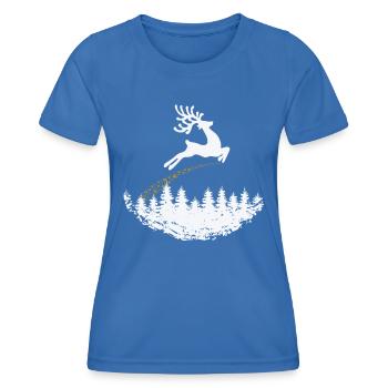 Reindeer with Star Tail Christmas - Women's Functional T-Shirt - royal blue - Front - AI Model Female 172 light (172cm)
