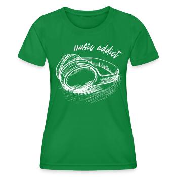 « Music Addict » - accro à la musique - Casque d’écoute - T-shirt sport Femme - vert - Devant - AI Model Female 172 dark (172cm)
