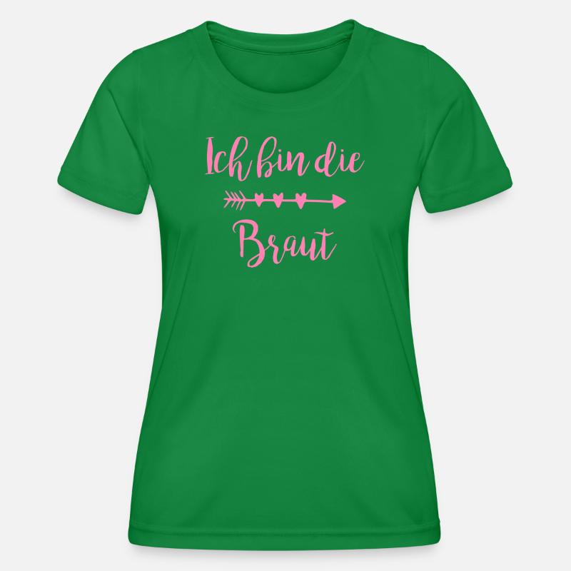 I Am The Bride Heart Arrow Script - Women's Functional T-Shirt - kelly green