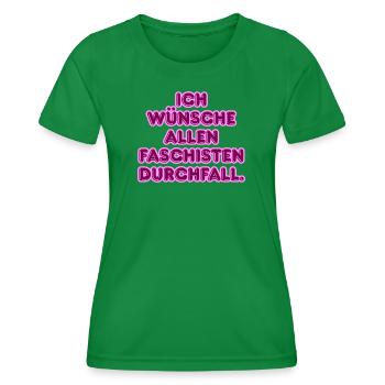 Gegen Faschisten Pink Protest - Frauen Funktions-T-Shirt - Kelly Green - Vorne - AI Model Female 172 dark (172cm)