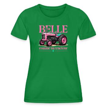 Belle comme un tracteur humour agriculture girly - T-shirt sport Femme - vert - Devant - AI Model Female 172 dark (172cm)
