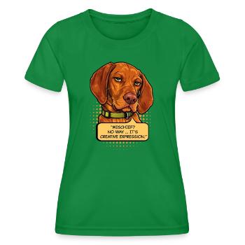 Funny Vizsla Mischief Dog – Creative Expression - Women's Functional T-Shirt - kelly green - Front - AI Model Female 172 dark (172cm)