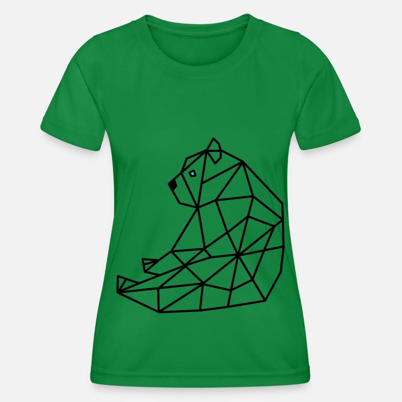 Bear Geometric Line - Women's Functional T-Shirt - kelly green