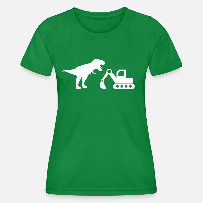 Excavator T-Rex construction site construction dinosaur construction workers - Women's Functional T-Shirt - kelly green