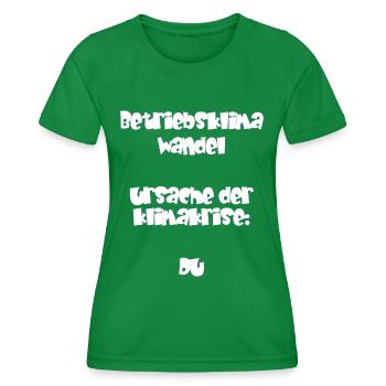Betriebsklimawandel - Sprüche - Geschenk - Frauen Funktions-T-Shirt - Kelly Green - Vorne - AI Model Female 172 dark (172cm)