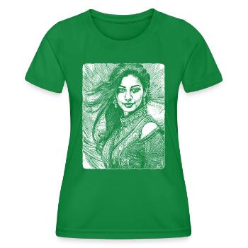 Powerfrauen im Rampenlicht: T-Shirt für Rock-Ladys - Frauen Funktions-T-Shirt - Kelly Green - Vorne - AI Model Female 172 dark (172cm)
