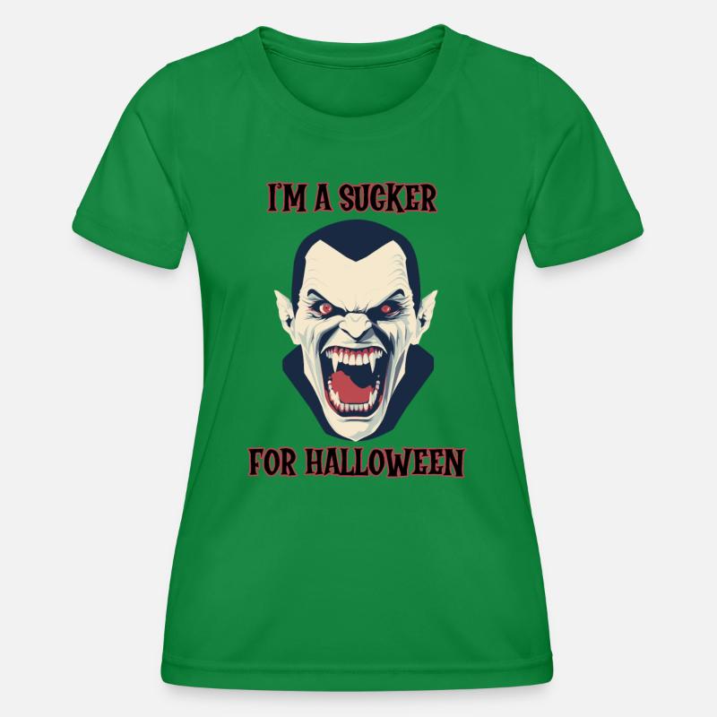 fanged vampire, sucker for Halloween - Women's Functional T-Shirt - kelly green