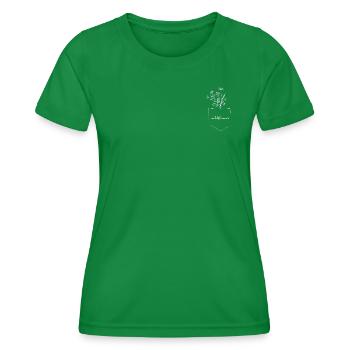 Wildblume Brusttasche wildflower in pocket - Frauen Funktions-T-Shirt - Kelly Green - Vorne - AI Model Female 172 dark (172cm)