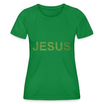 Jesus Golden - Women's Functional T-Shirt - kelly green - Front - AI Model Female 172 dark (172cm)