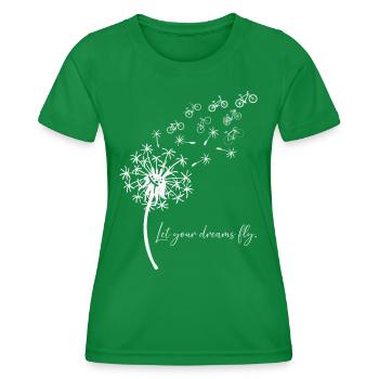 Bicycle Cycling Bike Let your dreams fly - Women's Functional T-Shirt - kelly green - Front - AI Model Female 172 dark (172cm)