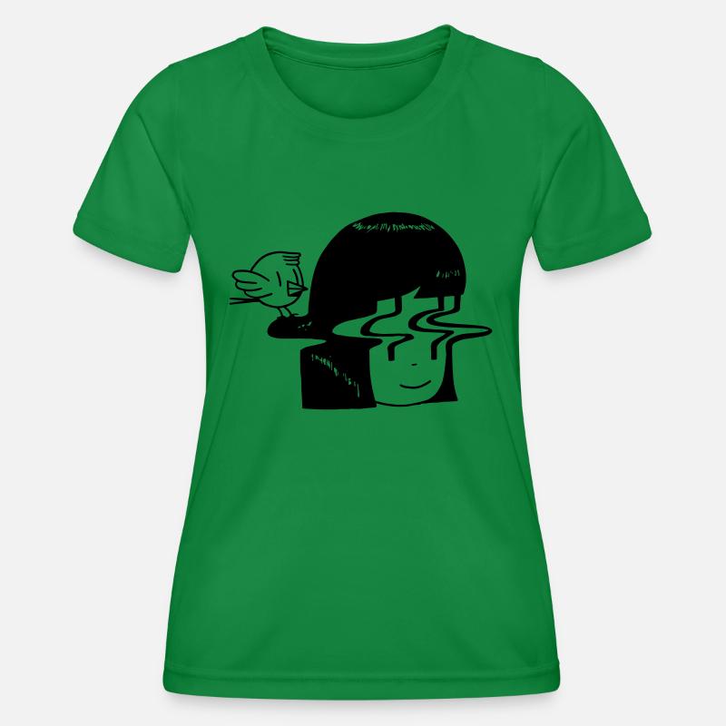 Distortion and bird - Women's Functional T-Shirt - kelly green