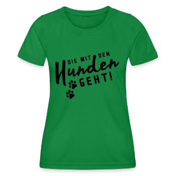 die mit den hunden geht - Frauen Funktions-T-Shirt - Kelly Green - Vorne - AI Model Female 172 dark (172cm)