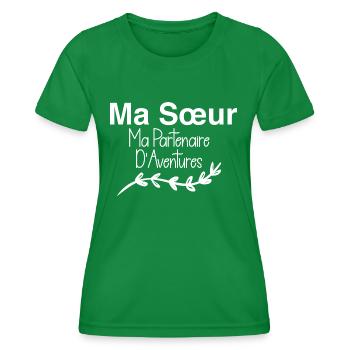 Ma sœur ma partenaire d aventures - T-shirt sport Femme - vert - Devant - AI Model Female 172 dark (172cm)